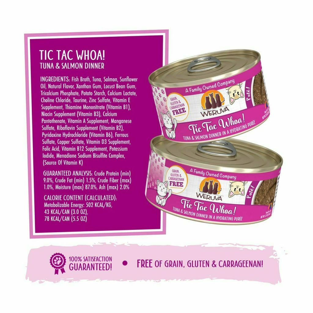Weruva Classic Cat Pate, Tic Tac Whoa! With Tuna & Salmon, 5.5-oz Can image number null