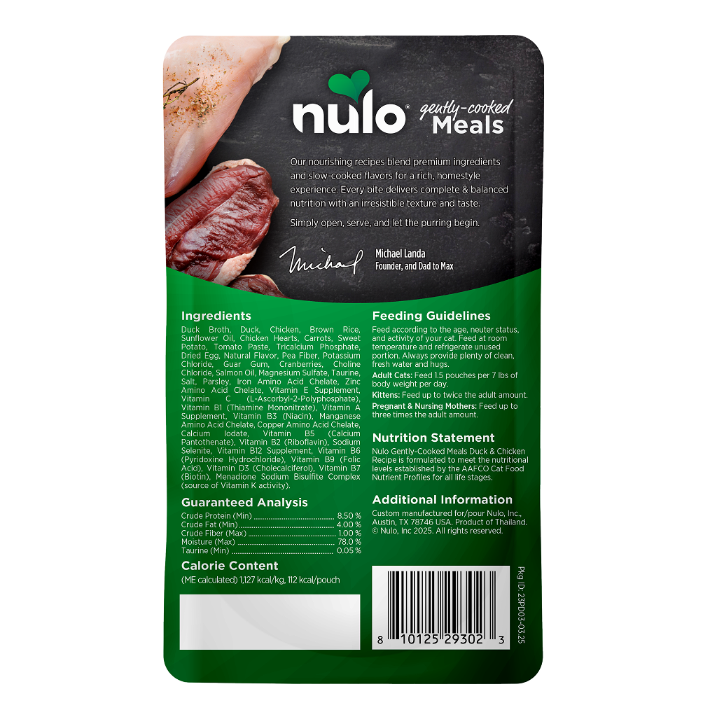 Nulo Cat Gently-Cooked Meals Duck & Chicken Pouch, 3.5-oz image number null