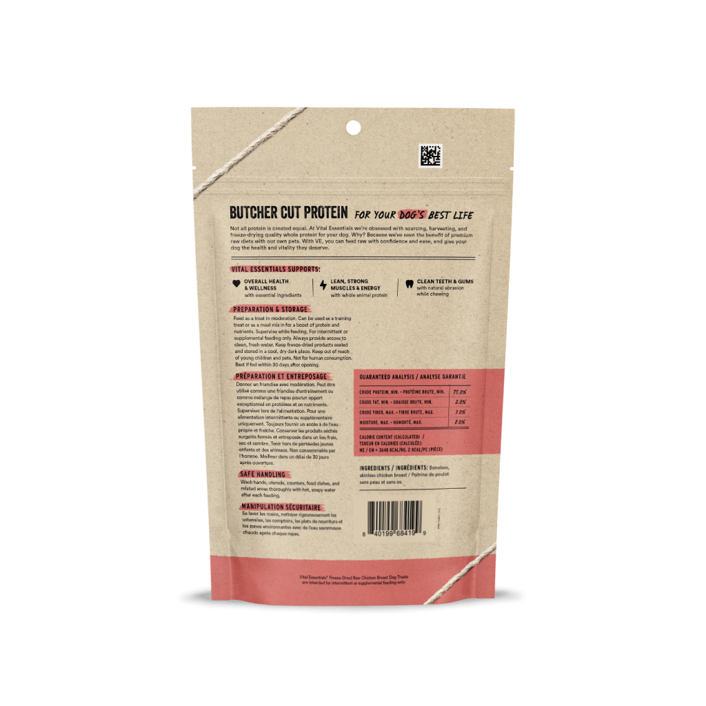 Vital Essentials Freeze-Dried Chicken Breast Dog Treat, 3.75-oz image number null