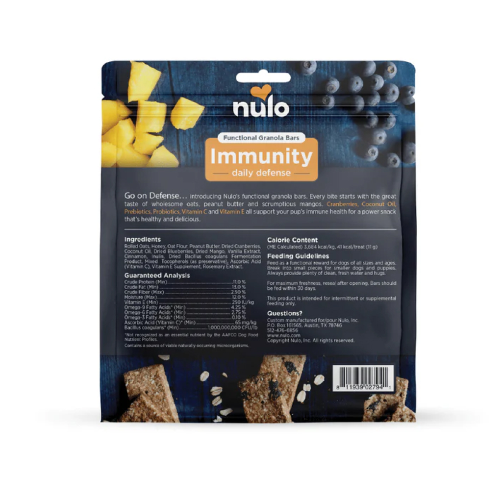 Buy Nulo Immunity Daily Defense Functional Granola Bars Treats For Dogs 10 oz for USD 11.99 CentinelaFeed
