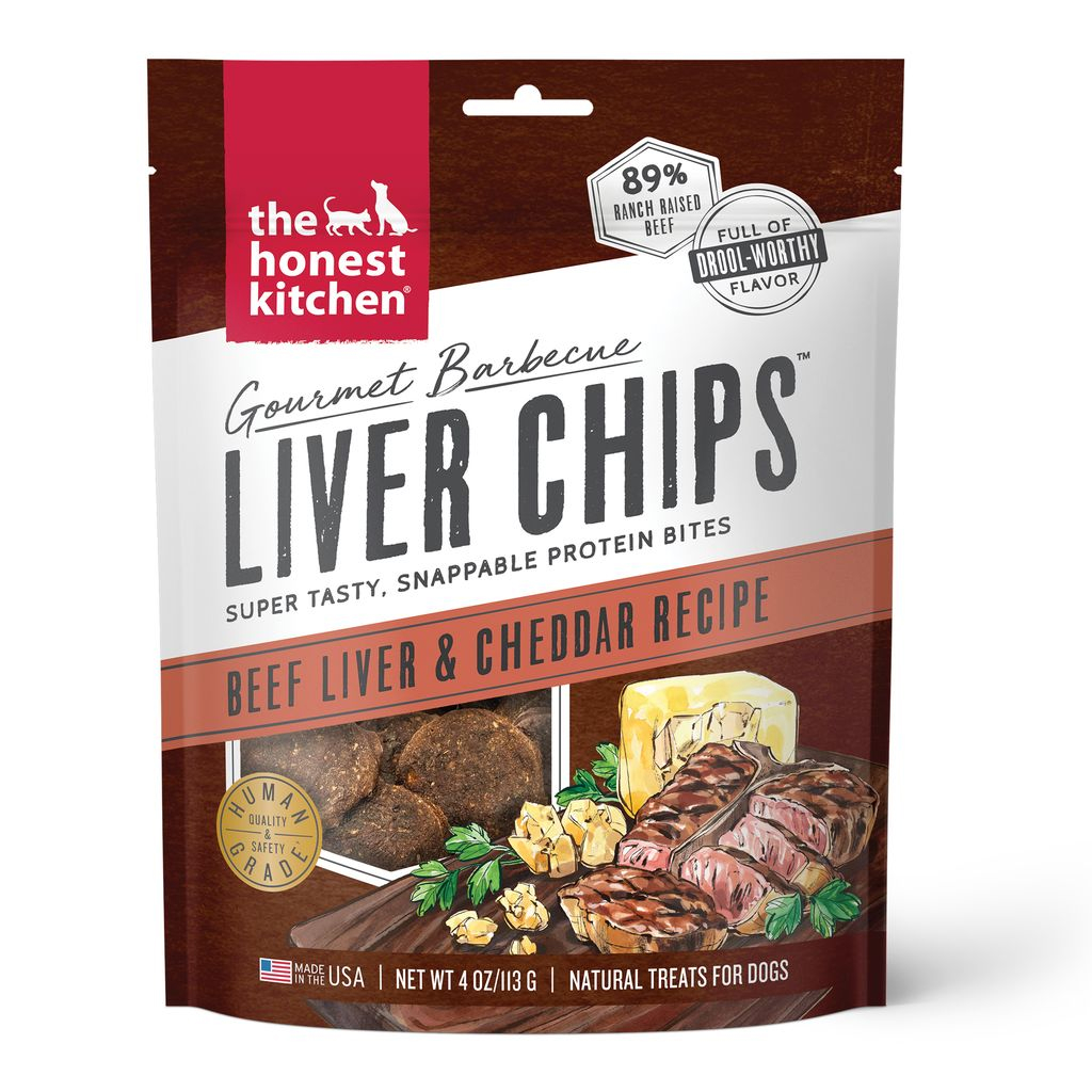 The Honest Kitchen Gourmet Barbecue Beef Liver & Cheddar Recipe Liver Chips Dog Treat, 4-oz image number null