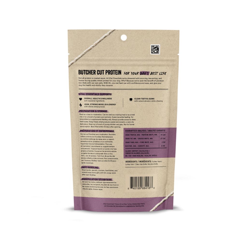 Vital Essentials Freeze-Dried Turkey Gibblets Dog Treat, 2-oz image number null