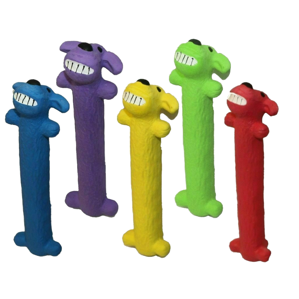 Multipet Assorted Colors Loofa Latex Dog Toy (1-count), 6-in image number null