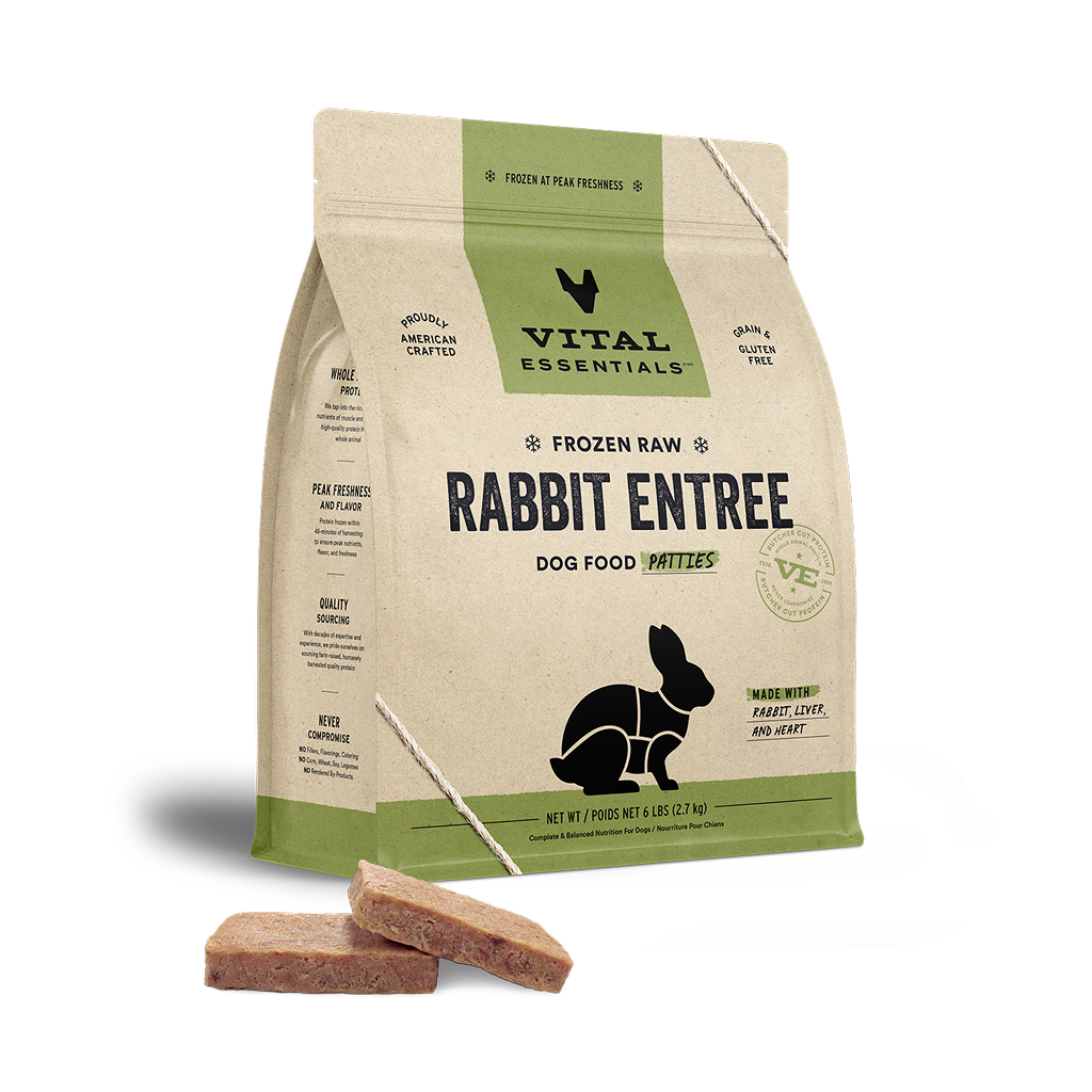Vital Essentials Frozen Raw Rabbit Entree Dog Food Patties, 6-lbs image number null