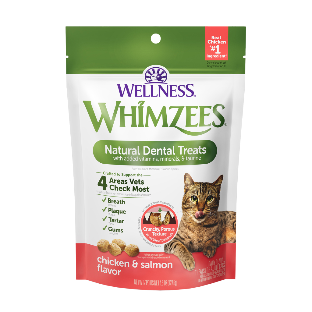WHIMZEES Cat Natural Dental Treat Bag - Chicken & Salmon Flavor, 4.5-oz image number null