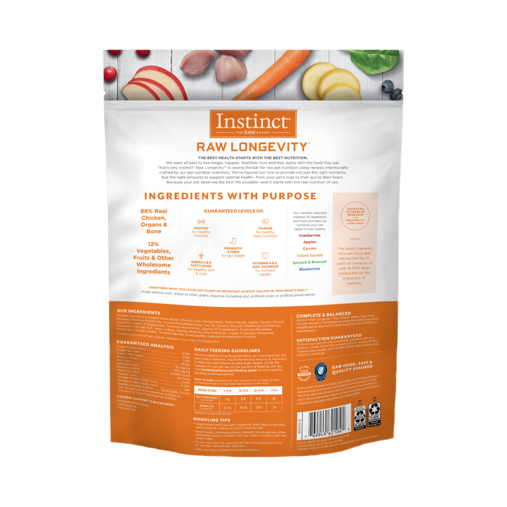 Frozen - Instinct Raw&nbsp;Longevity&nbsp;Raw Frozen Meals Cage-Free Chicken&nbsp;Recipe For Dogs image number null