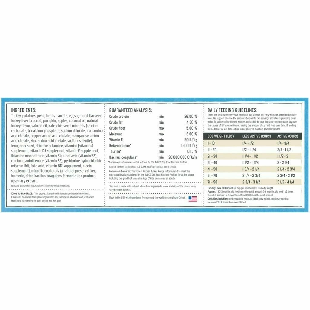 The Honest Kitchen Grain Free Turkey Whole Food Clusters Dog Food, 5-lb image number null