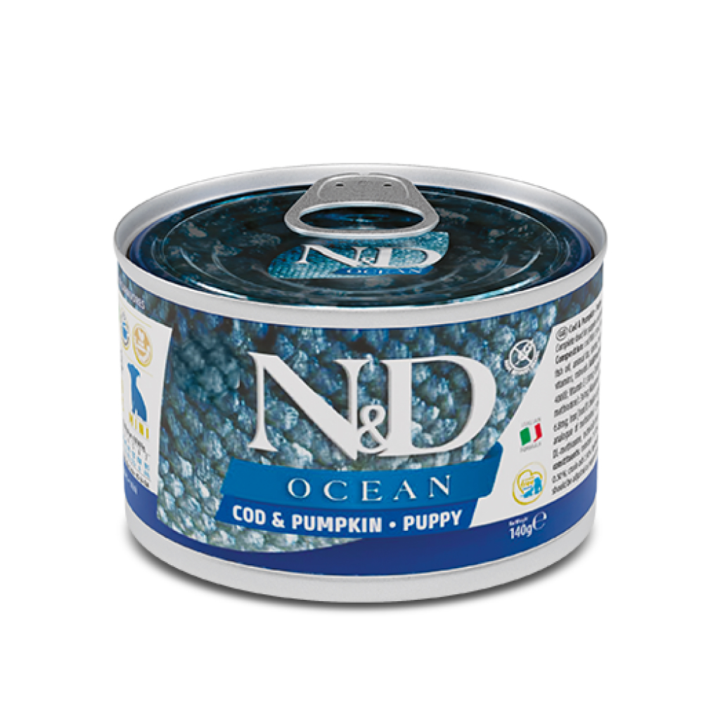 Farmina N&D Ocean Cod & Pumpkin Puppy Mini Wet Food Dog Can, 4.9-oz image number null