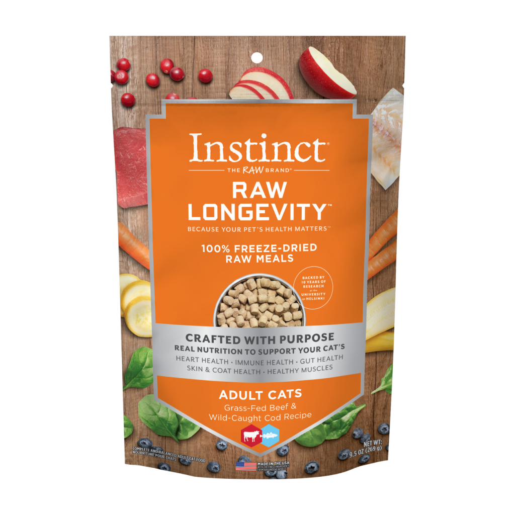 Instinct Raw Longevity Adult Freeze-Dried Beef/Cod Bites Cat Food (9.5 oz)