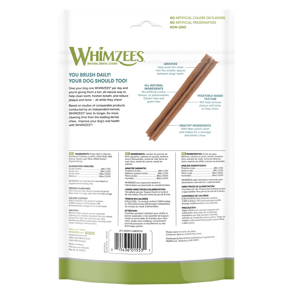 Whimzees Dog Stix Natural Dental Chews, Large image number null