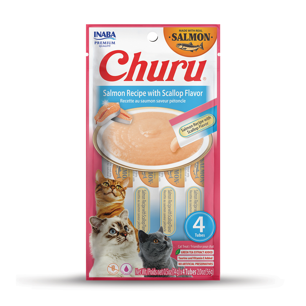 Churu Salmon with Scallop Recipe Cat Treats, 4-pk image number null