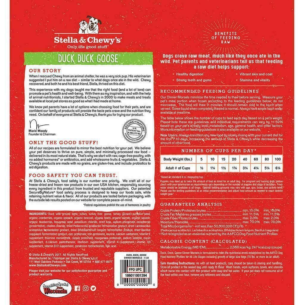 Buy Frozen Stella & Chewy's Dog Frozen Raw, Duck Duck Goose Dinner