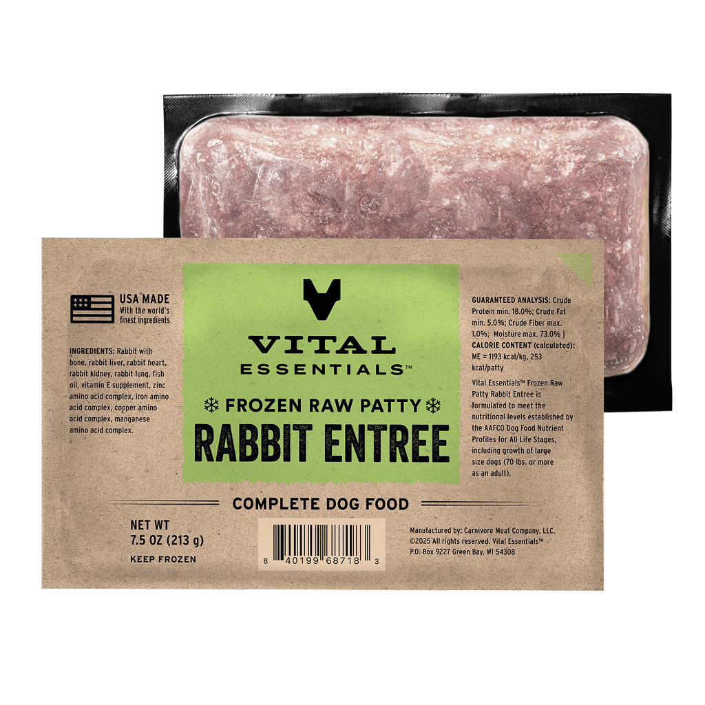 Vital Essentials Frozen Raw Rabbit Entree Dog Food Patties, 4.7-lbs image number null