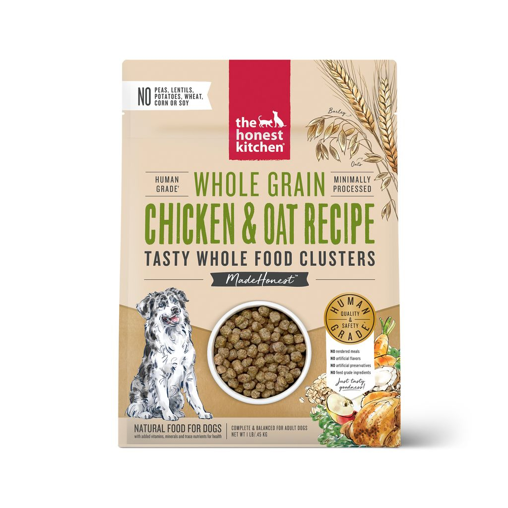 The Honest Kitchen Whole Grain Chicken & Oat Whole Food Clusters Dry Dog Food, 1-lb image number null