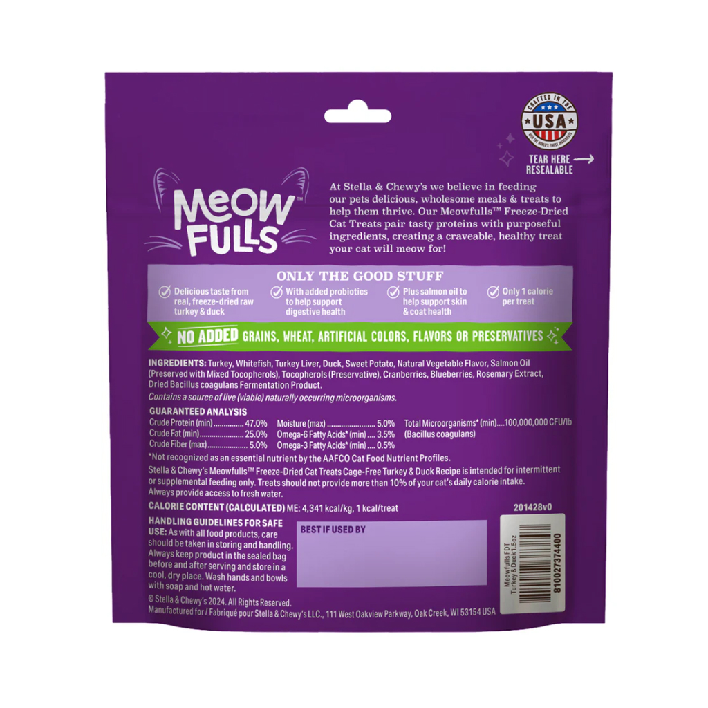 Stella & Chewy's Meowfulls Turkey & Duck Cat Treats, 1.5-oz image number null