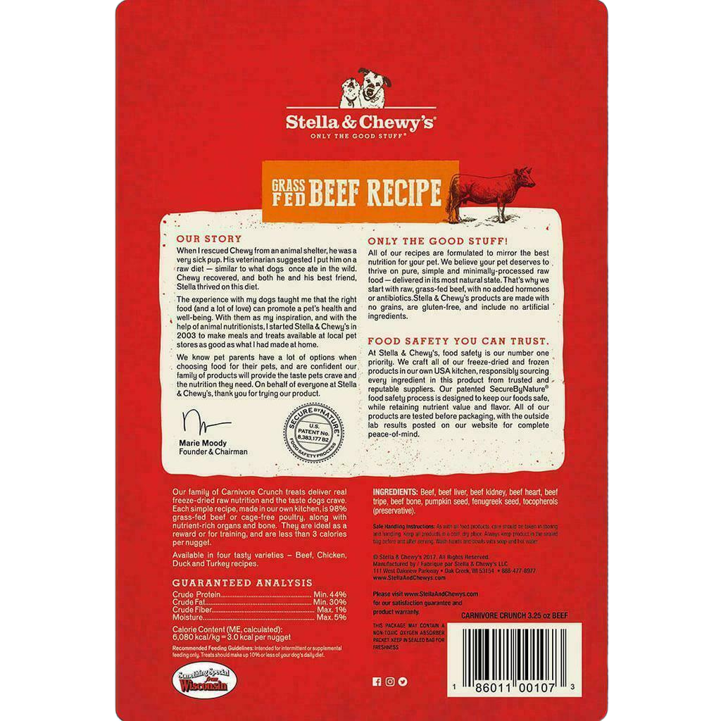 Stella & Chewy's Freeze-Dried Raw Carnivore Crunch Grass-Fed Beef Recipe Dog Treats, 3.25-oz image number null