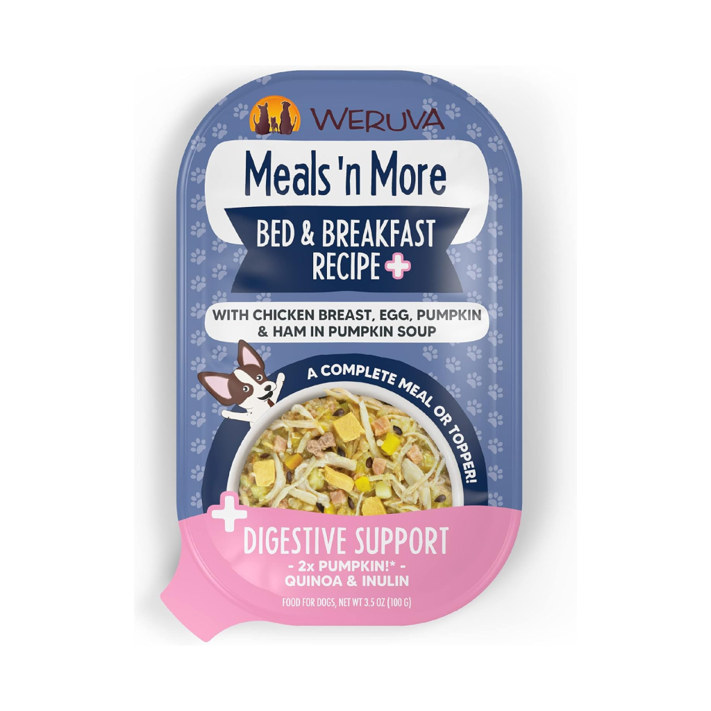 Weruva Meals 'n More Bed and Breakfast Recipe Plus Digestive Support Wet Dog Food Cup, 3.5-oz image number null