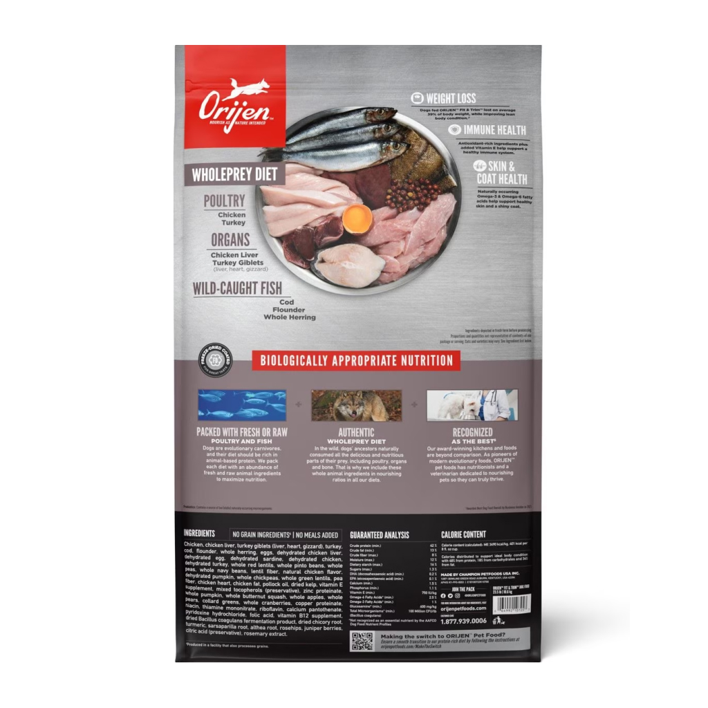 Orijen Fit & Trim Dog Food Back image number null