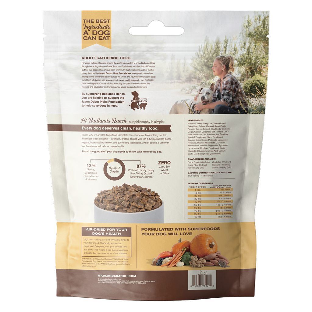 Badlands Ranch Air- Dried Grain- Free Superfood Complete Wild Fish and Turkey Formula, 24-oz image number null