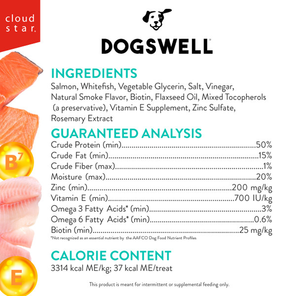 Dogswell Skin & Coat Jerky Dog Treats Salmon, 10-oz image number null