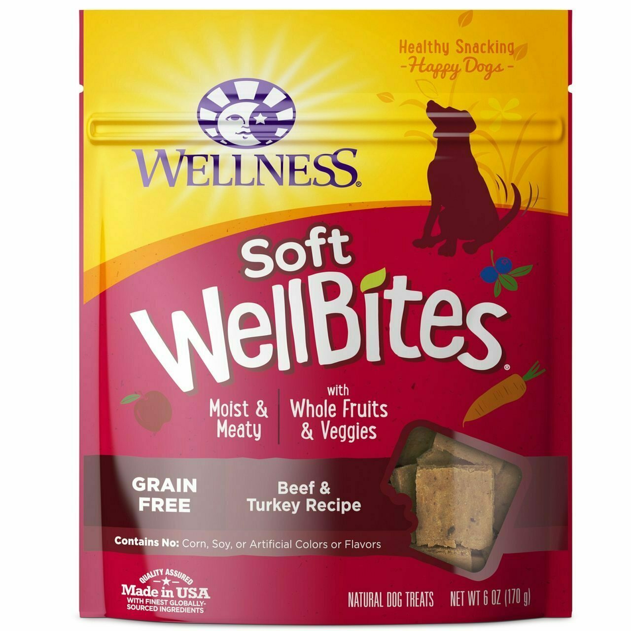 Wellness Wel-lbites Natural Grain Free Soft Dog Treats, Beef & Turkey Recipe, 6-oz Bag image number null
