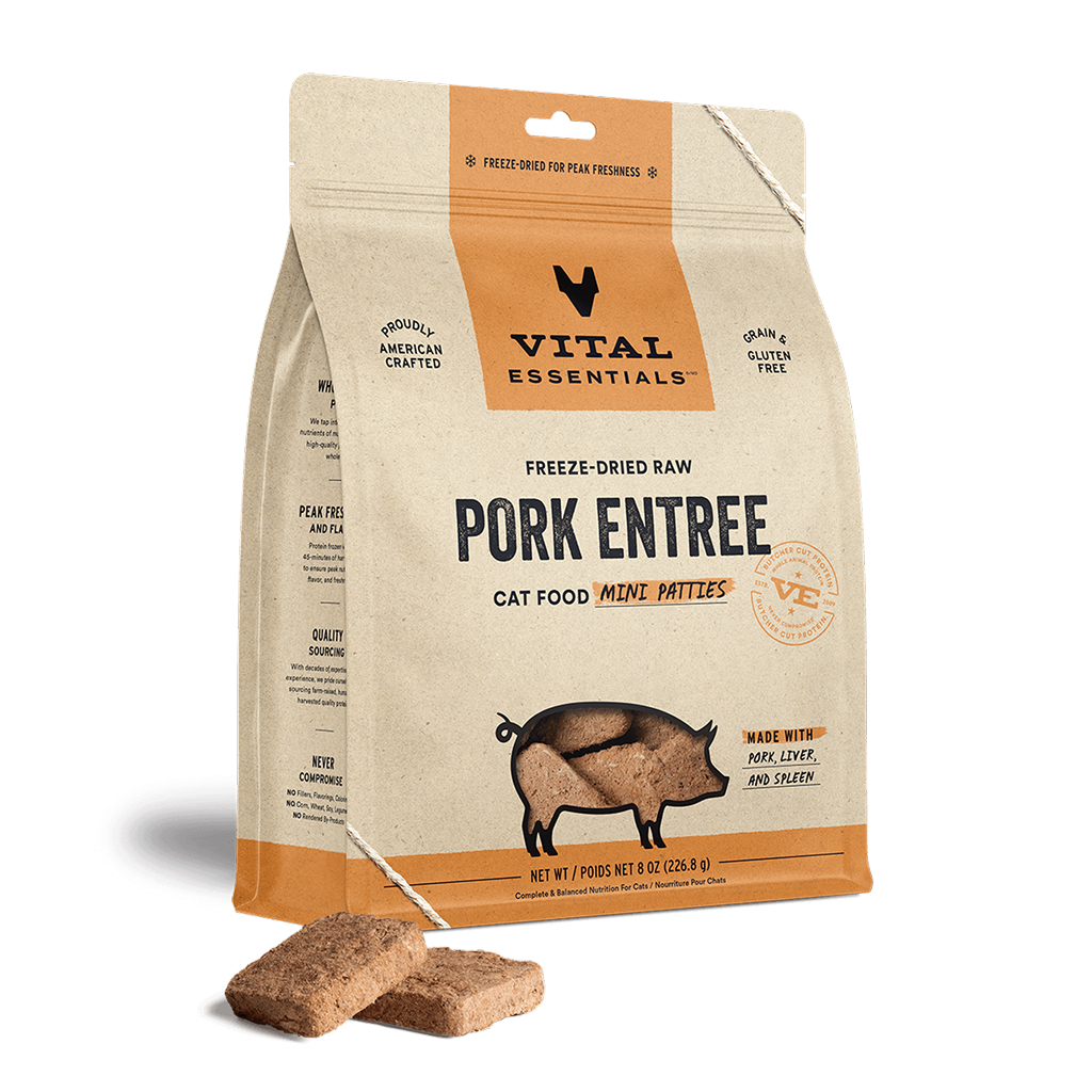 Vital Essentials Freeze-Dried Pork Mini-Patties Cat Entree, 8-oz image number null