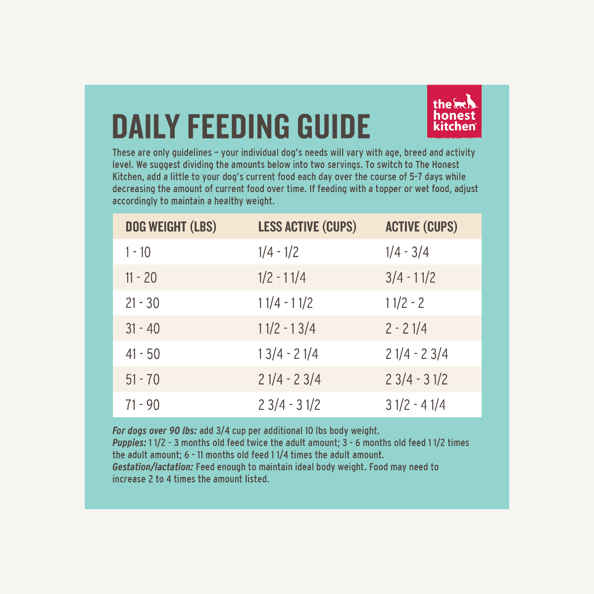 Honest kitchen feeding guide online