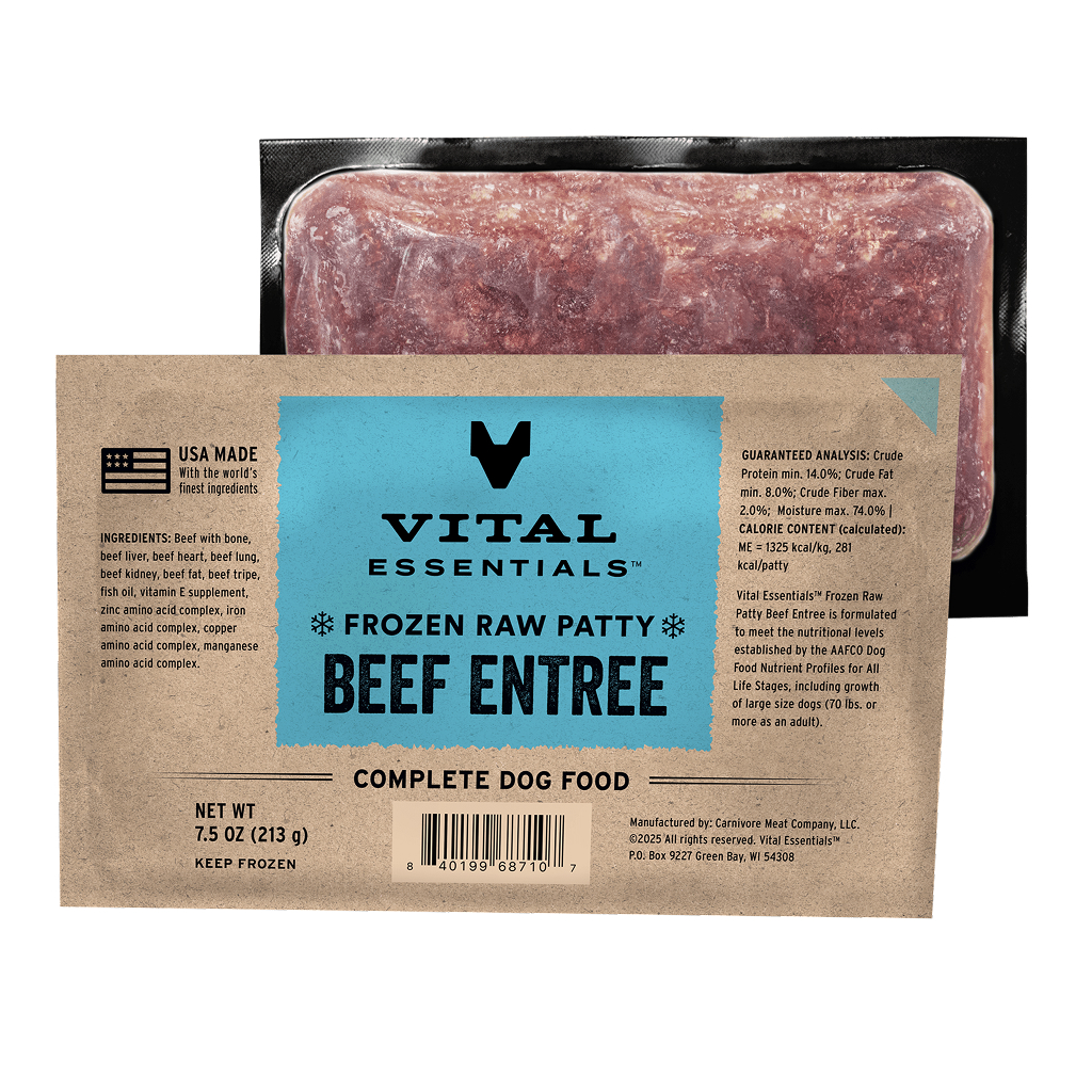 Vital Essentials Frozen Raw Beef Entree Dog Food Patties, 11.25-lbs Bulk image number null