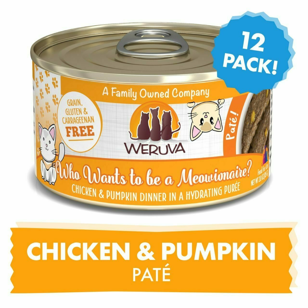 Weruva Classic Cat Pate, Who Want To Be A Meowinaire? With Chicken & Pumpkin, 3-oz Can image number null