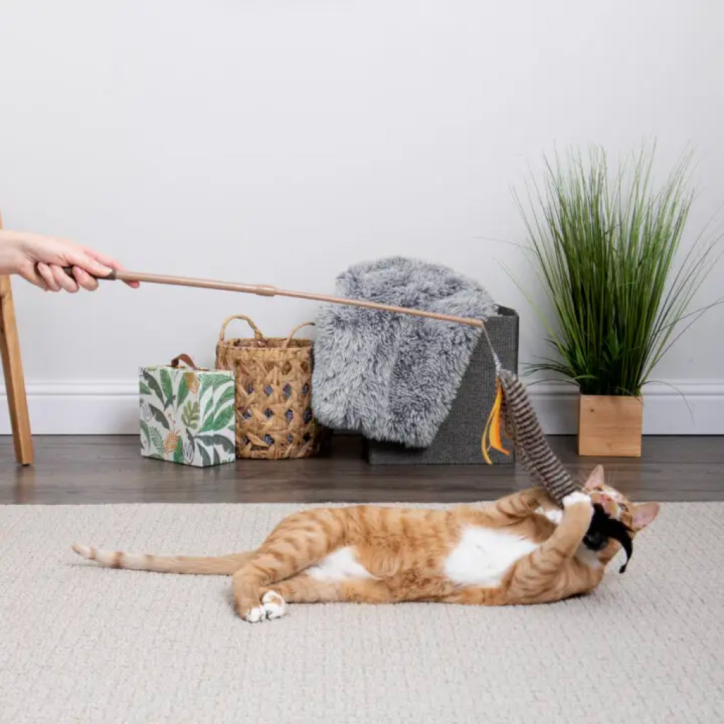 Instincts by SmartyKat Fly 'N Frenzy Extendable Wand Cat Toy, 1-count image number null