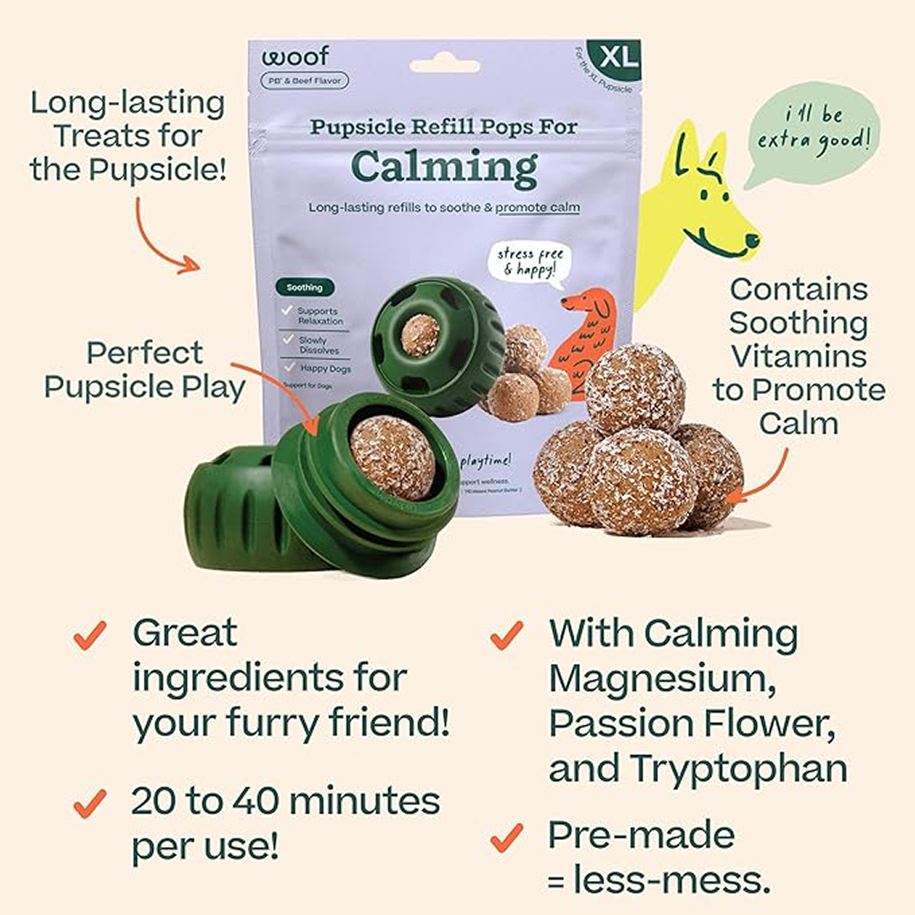 Woof Refillable Calming Wellness Pops for Dog Treats, 12-oz,  Extra Large image number null