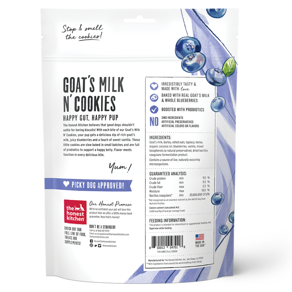 The Honest Kitchen Goat's Milk N' Cookies: Slow Baked with Blueberries & Vanilla, 8-oz Bag image number null