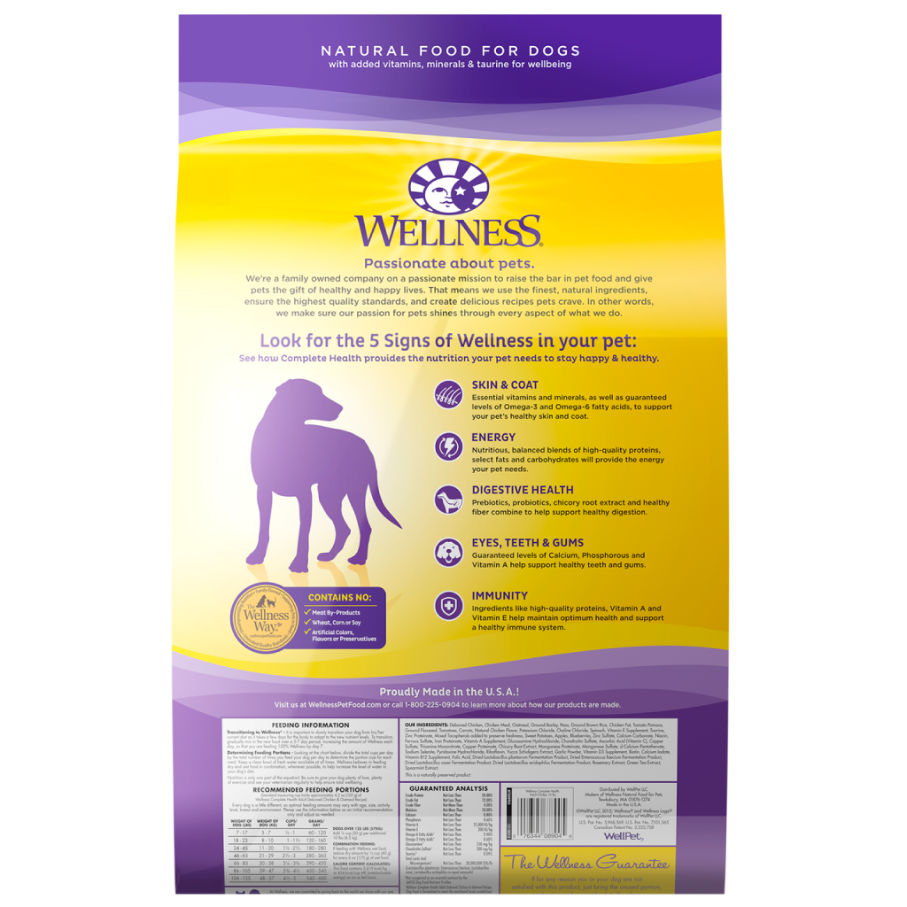 Wellness Complete Health Natural Dry Dog Food, Chicken & Oatmeal image number null