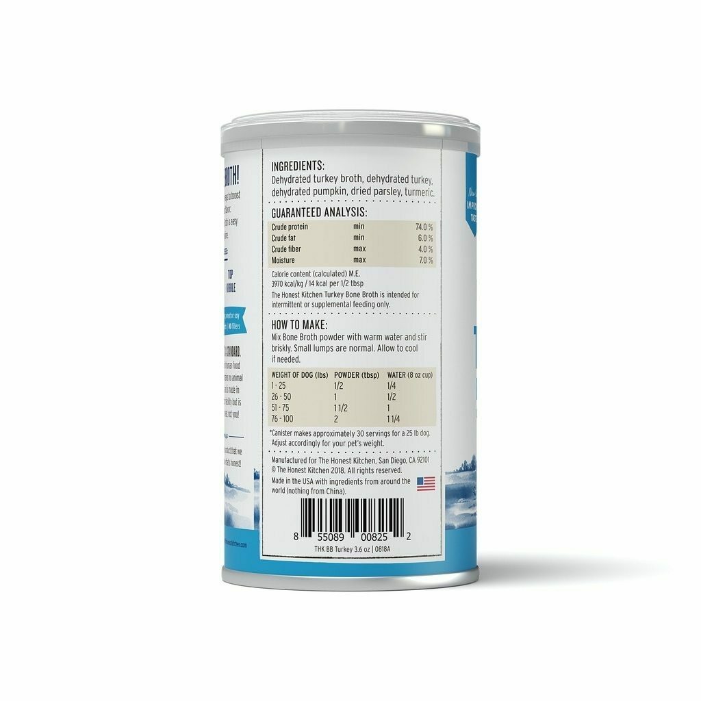 The Honest Kitchen Daily Boosts: Instant Turkey Bone Broth with Turmeric, 3.6-oz image number null