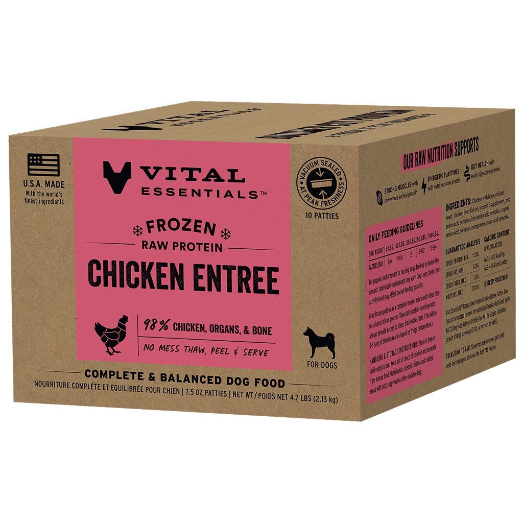 Vital Essentials Frozen Raw Chicken Entree Dog Food Patties, 4.7-lbs image number null