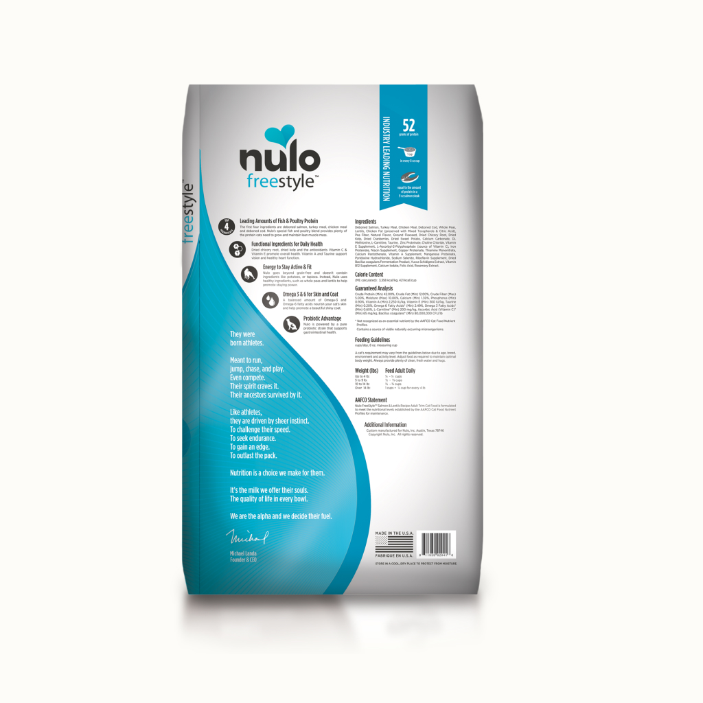Nulo FreeStyle Adult Trim Cat Grain-Free Salmon & Lentils Bag, 12-lb image number null