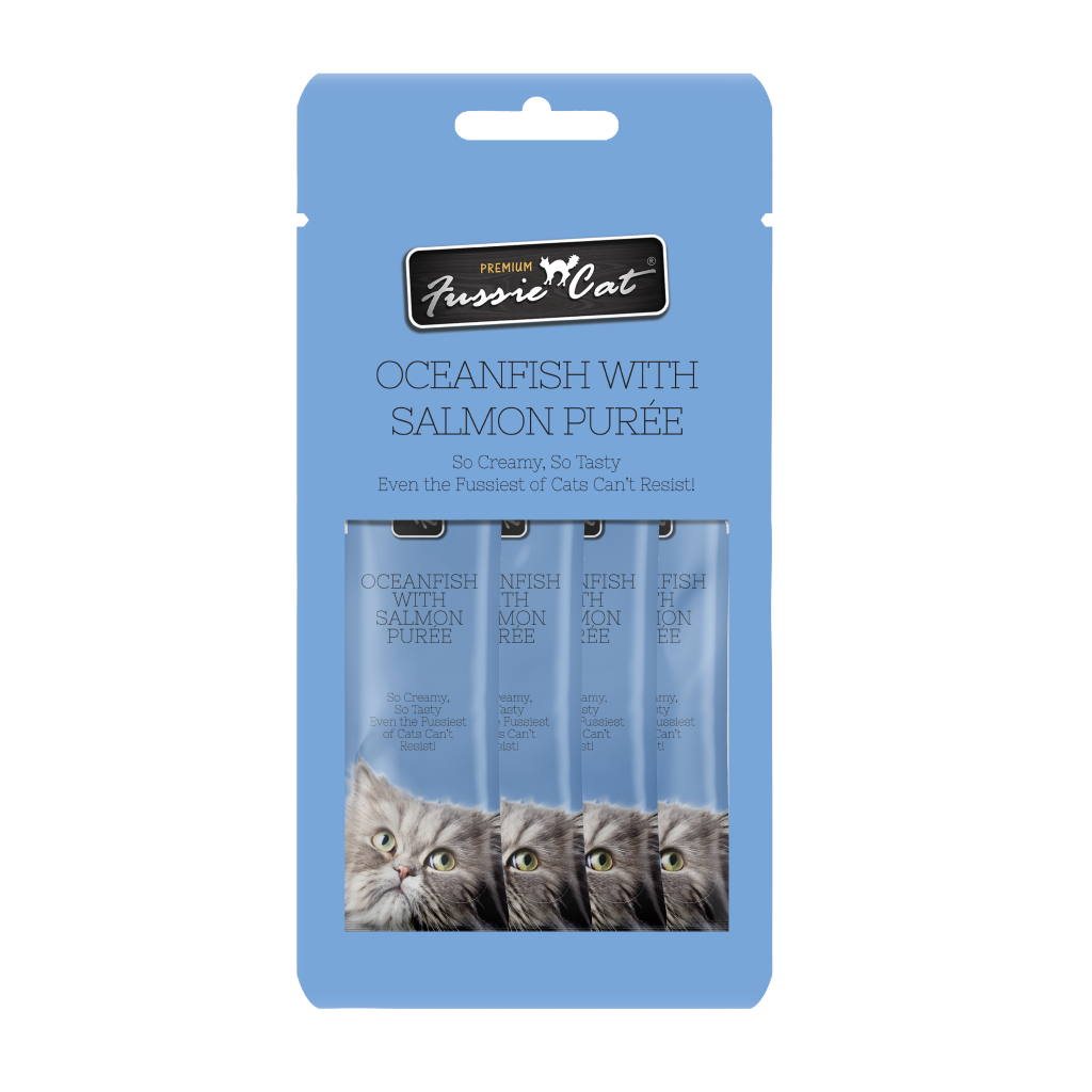 Fussie Cat Oceanfish with Salmon Puree, Pack of 4, 0.5-oz tubes image number null