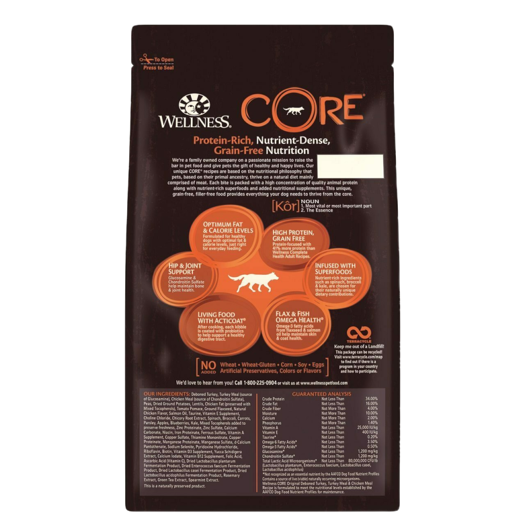 Wellness Core Natural Grain Free Dry Dog Food, Original Turkey & Chicken image number null