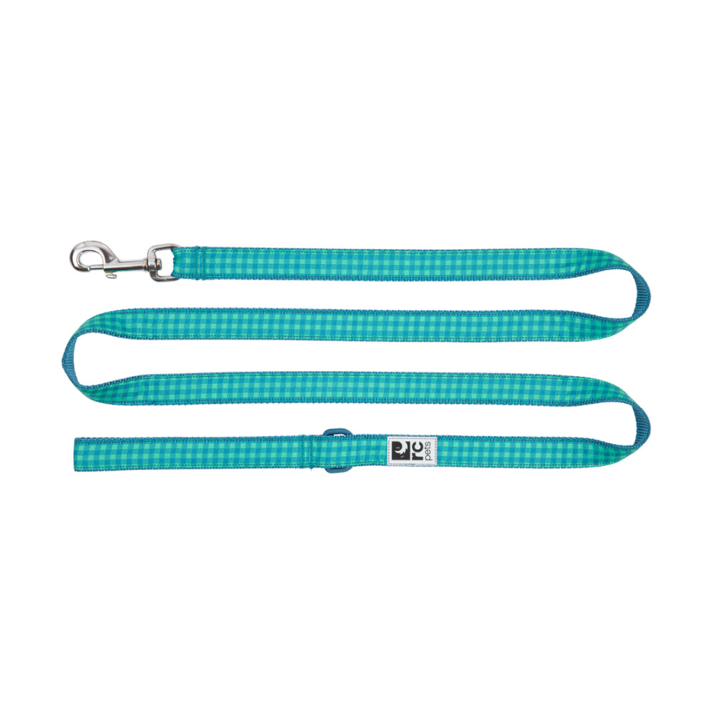 Dog Leash Green Gingham 3/4in x 6ft image number null