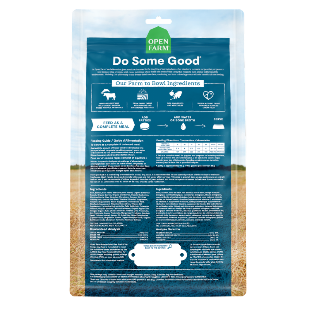 Open Farm Freeze-Dried Raw Patties Surf & Turf Recipe Dog Food, 10.5-oz image number null