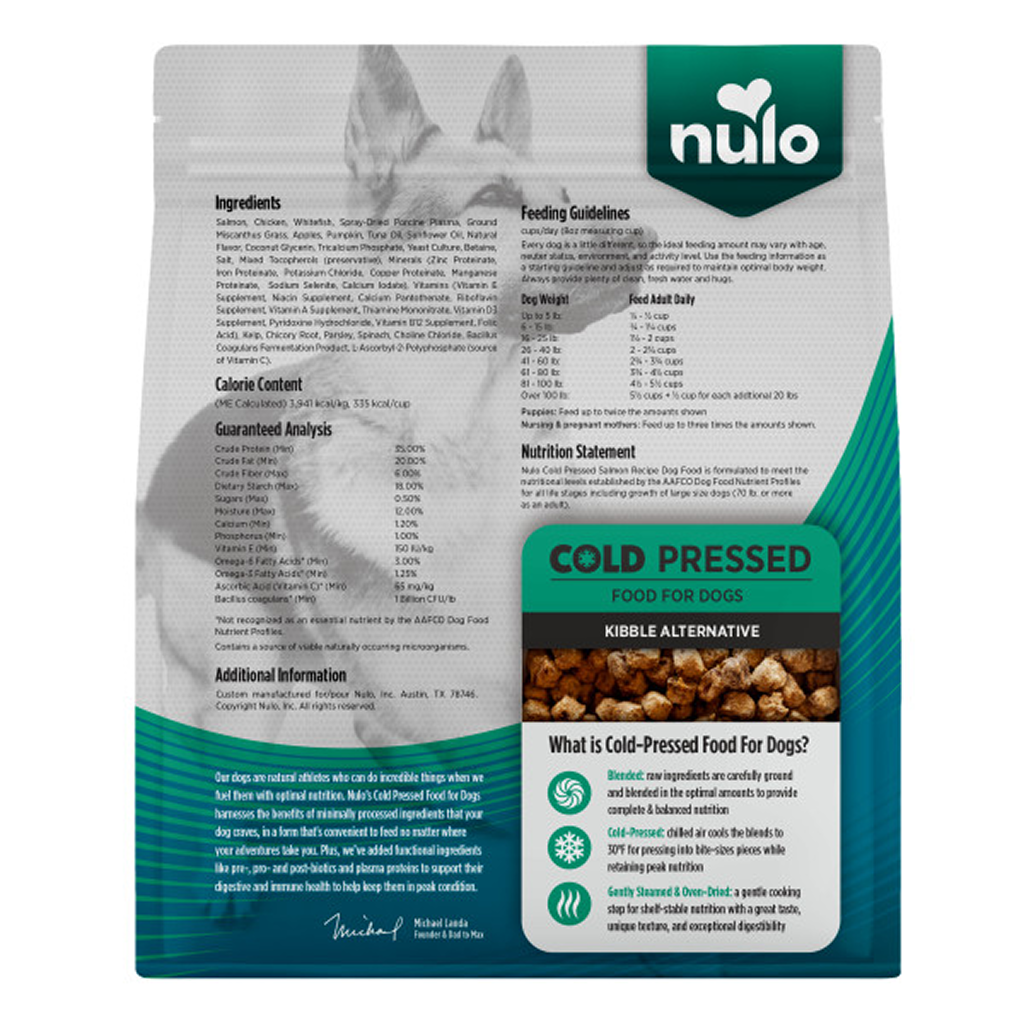 Nulo Cold Pressed Salmon Recipe Grain-Free Puppy & Adult Dry Dog Food, 2.2LB Bag image number null