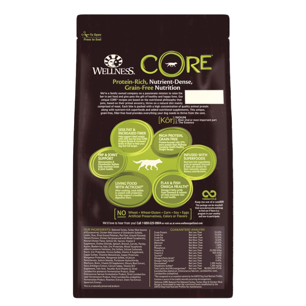 Wellness Core Natural Grain Free Dry Dog Food, Reduced Fat image number null