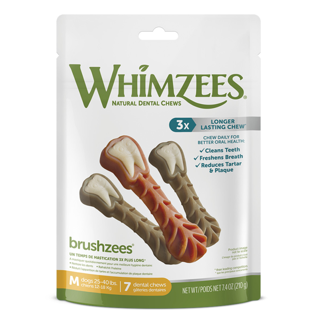 Whimzees Dog Brushzees Natural Dental Chews, Daily Use Pack image number null
