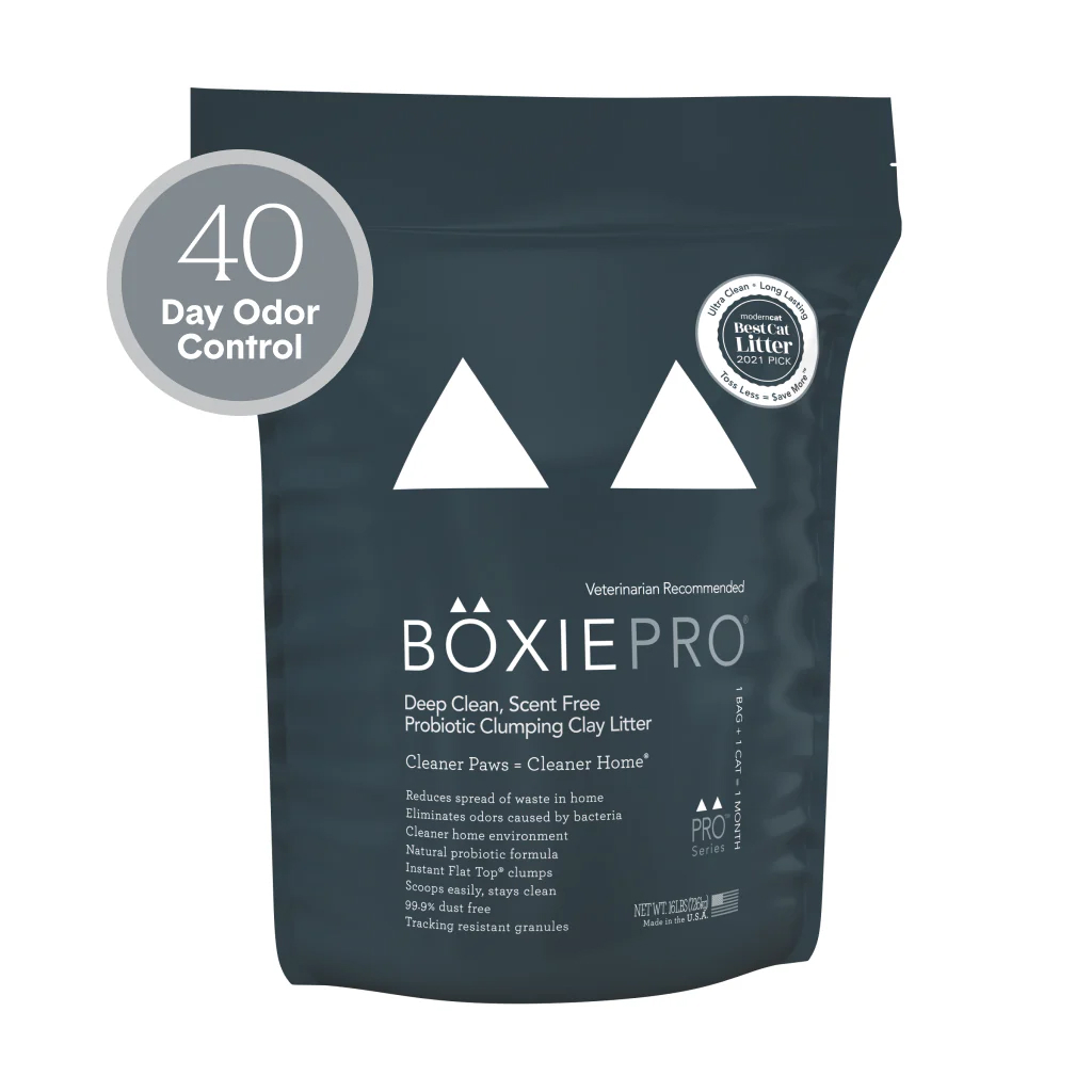 Boxie Pro Self-Cleaning Probiotic 40 Day Odor Control Clumping Clay Cat Litter, 16-lb image number null
