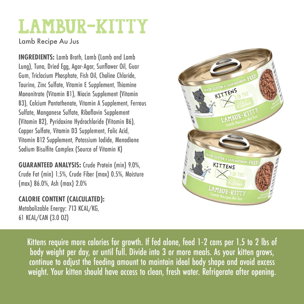 Weruva Cats in the Kitchen Kitten Lambur-kitty - Lamb Recipe Au Jus Can, 3-oz image number null