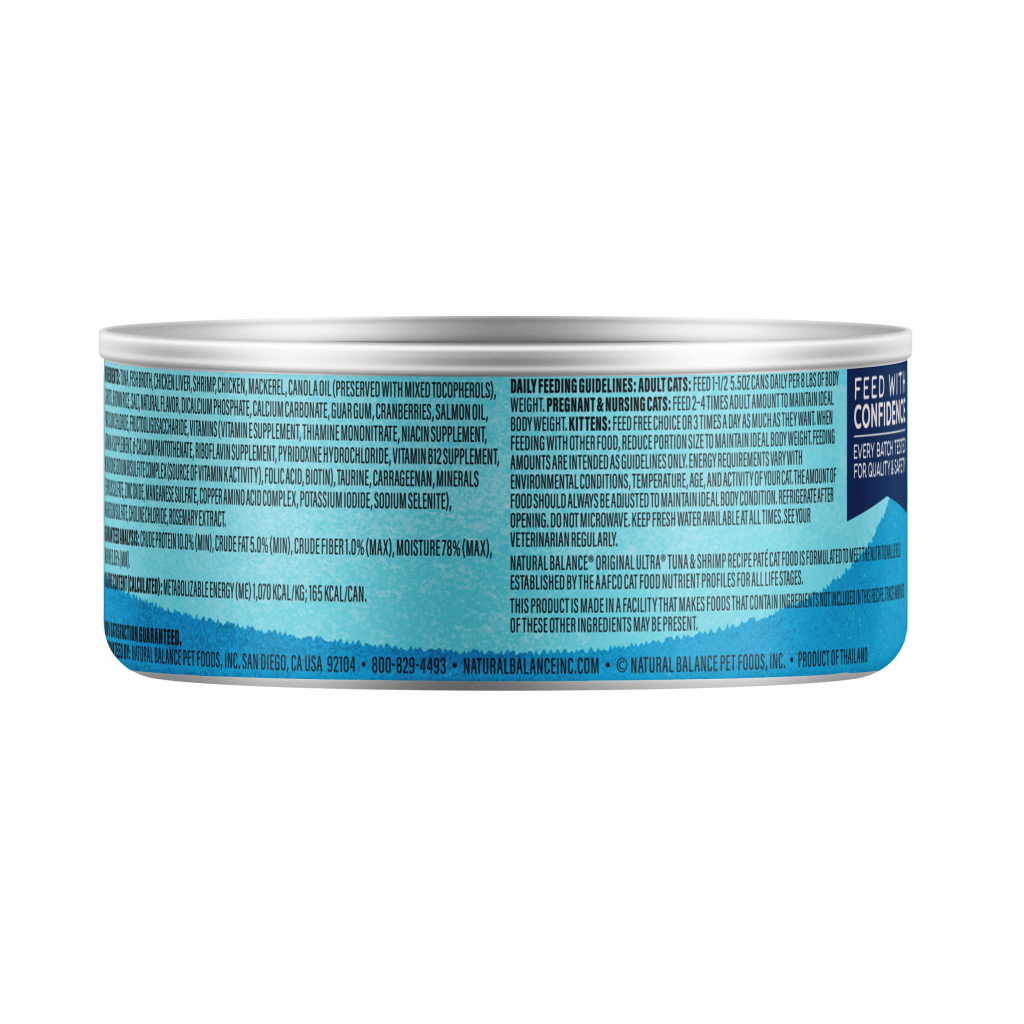 Natural Balance Original Ultra Tuna & Shrimp Recipe Cat Wet Can, 5.5-oz image number null
