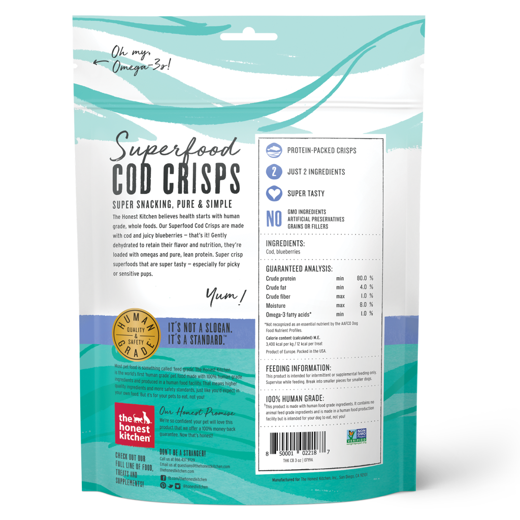 The Honest Kitchen Superfood Cod Crisps - Cod & Blueberry 3-oz image number null