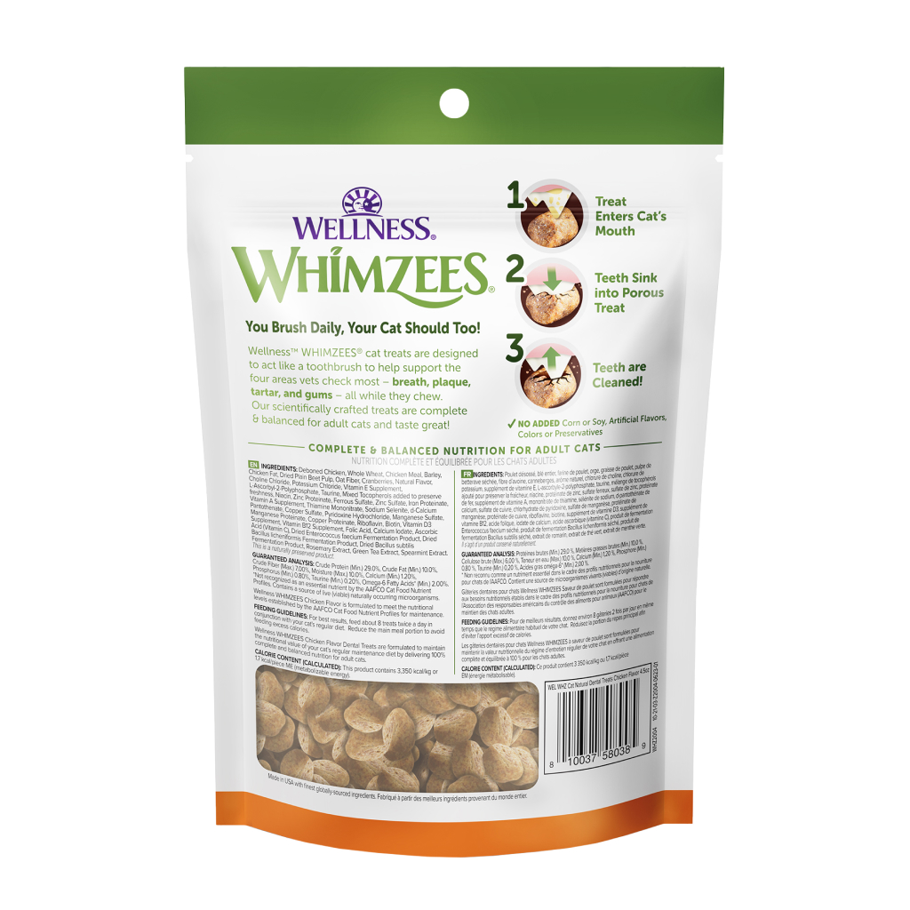 WHIMZEES Cat Natural Dental Treat Bag - Chicken Flavor, 4.5-oz image number null