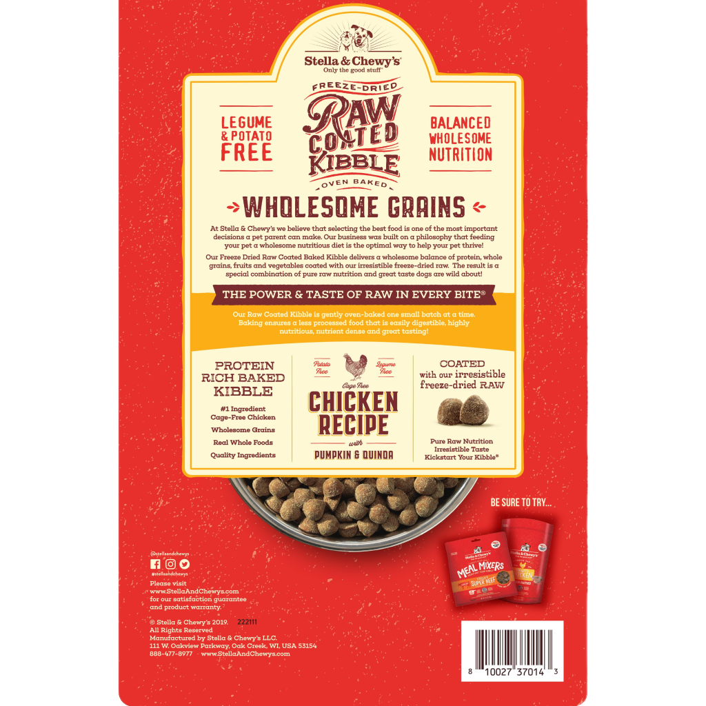 Stella & Chewy's Dog Raw Coated Kibble With Wholesome Grains, Cage-Free Chicken, 3.5-lb image number null
