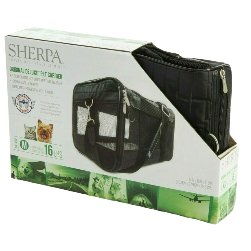 Sherpa Travel Original Deluxe  Airline Approved Pet Carrier, Black, Medium image number null